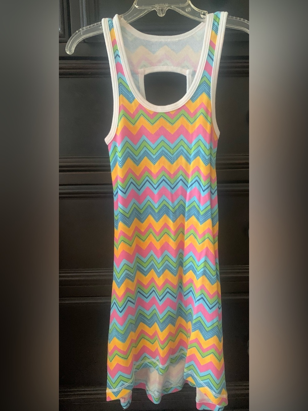 T2love Girls' Sleeveless Chevron Tank Dress - Pink, Yellow, Blue, Green